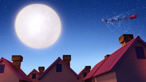 Santa Claus over the rooftops