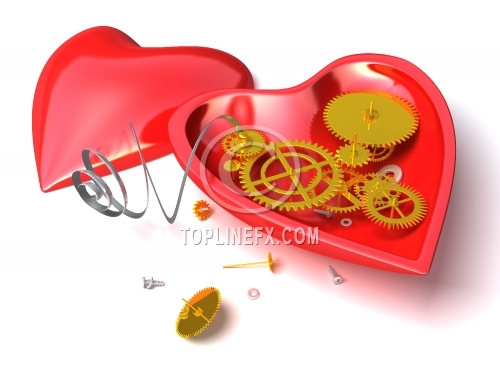 Broken mechanical heart  or red clock 02