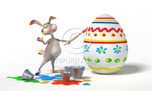 Easter Bunny paints egg 02