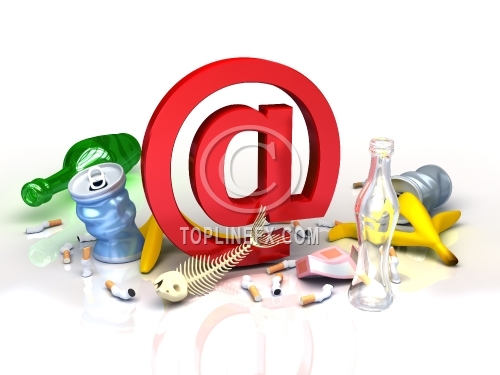 e-mail symbol in garbadge of spam
