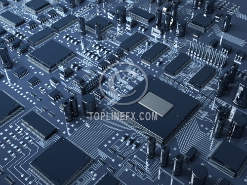 Circuit board or mainboard with  microcircuit and processor