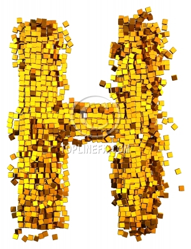 Glamour  gold cubes Letter H
