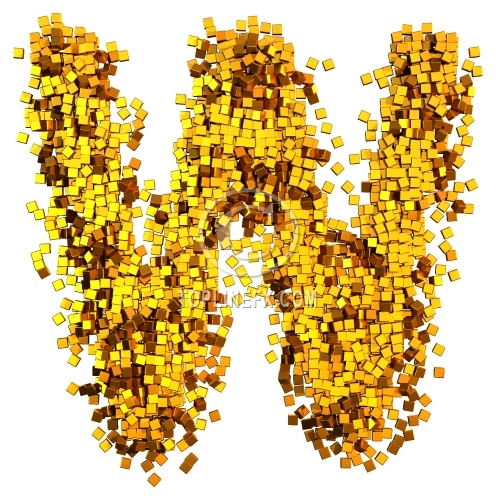 Glamour  gold cubes Letter W