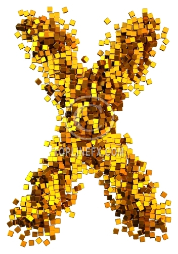 Glamour  gold cubes Letter X