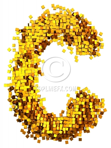 Glamour gold cubes Letter C