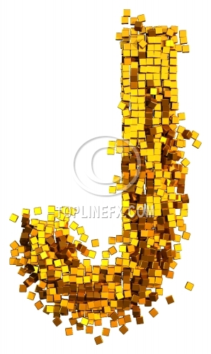 Glamour gold cubes Letter J