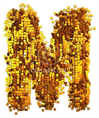 Glamour gold cubes Letter M