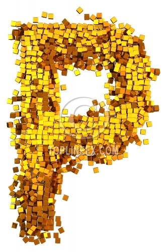 Glamour gold cubes Letter P