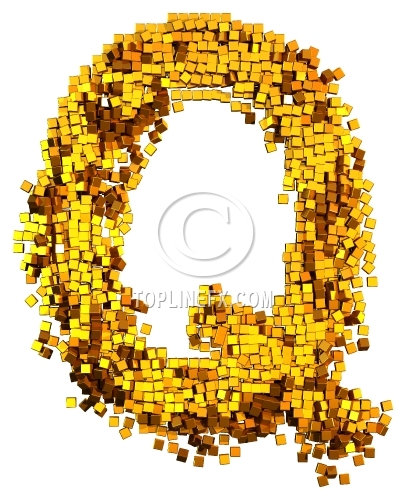 Glamour gold cubes.Letter Q