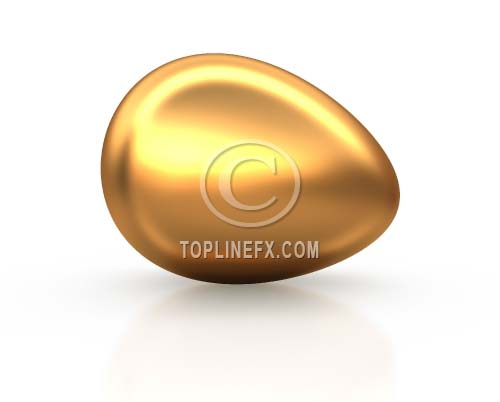 Gold Easter egg on white reflection background