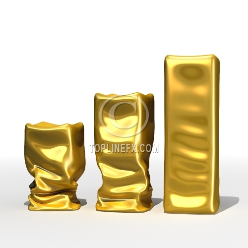 Golden business chart made of gold ingots