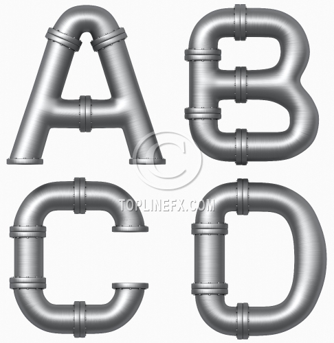 Metal pipe letters A,B,C,D