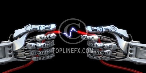 Robot holding electrical cable.   High Technology 3d illustration