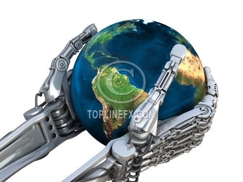 Robot keeps the Earth globe