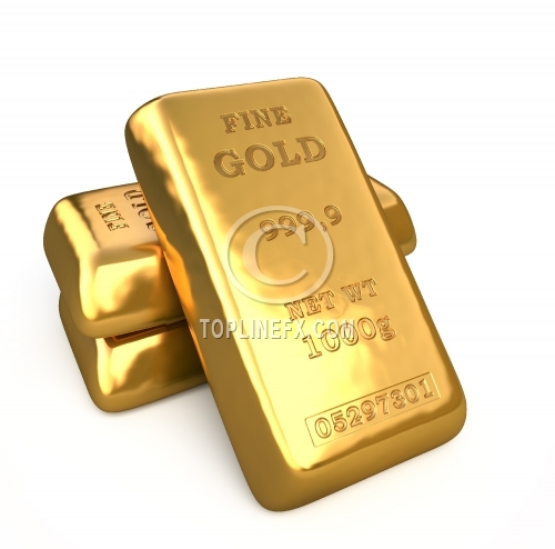 Set of fine gold bars on white background