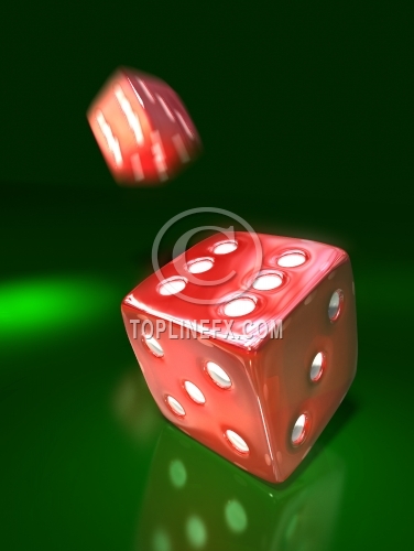 two dice on a game table in a casino