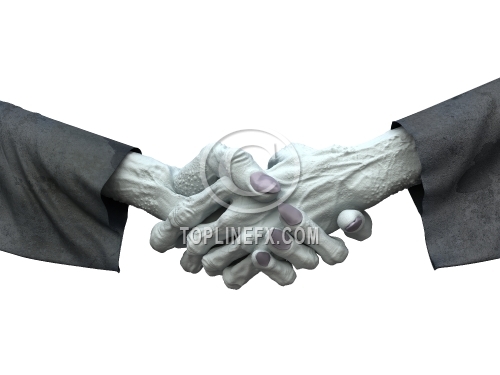 Zombie handshake on white background